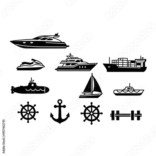 Marine Transportation and Nautical Ship Vector Collection