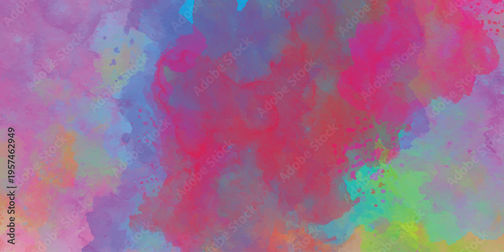 Fototapeta premium Colorful vibrant watercolor background with pink, blue and purple splashes.