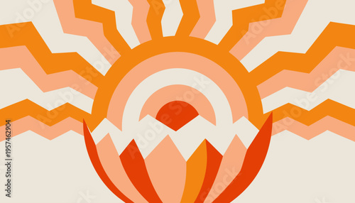 Minimalist Sunrise Eggshell Vector Symbolizing New Beginnings