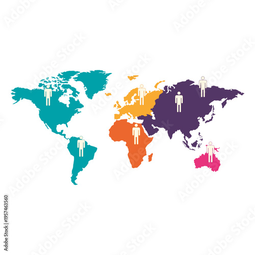 Man sign continental world map