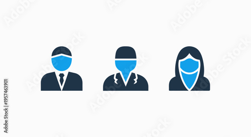 Group of three diverse people icons representing teamwork and community