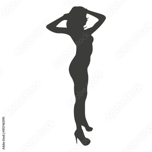 Nude female with heels silhouette