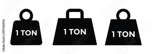 Tonne Icon Set – Weight, Measurement, Metric Vector Line Symbol
