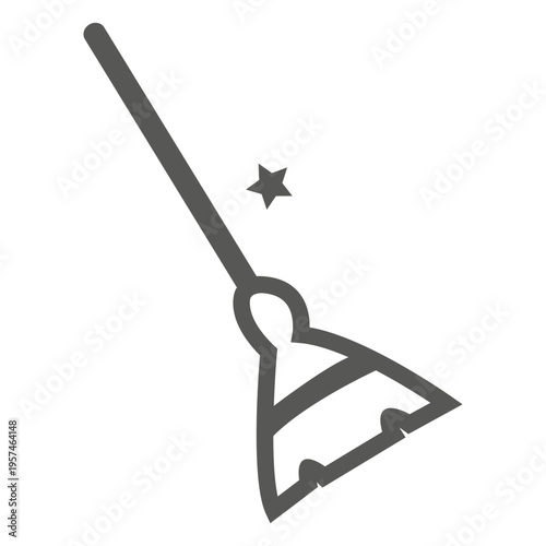 Outline halloween broom icon