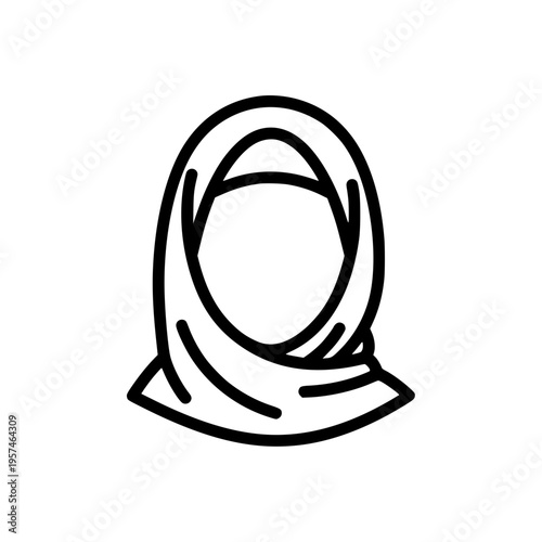 A simple line drawing of a woman wearing a hijab Vector, illustration
