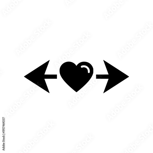 A heart is being pulled in opposite directions by two arrows Vector, illustration