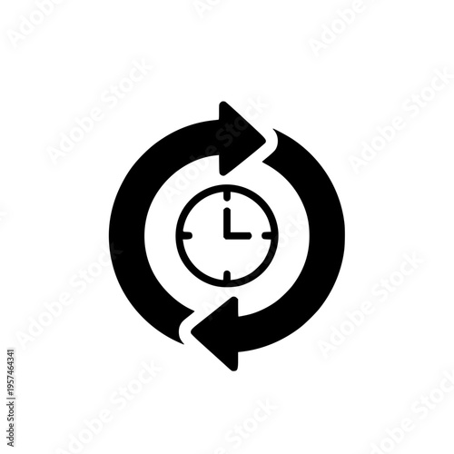 A clock with two arrows forming a circle around it Vector, illustration