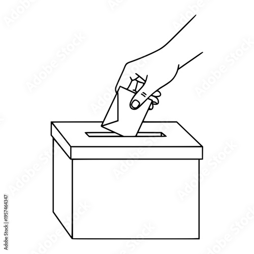 A hand putting a ballot into a box Vector, illustration