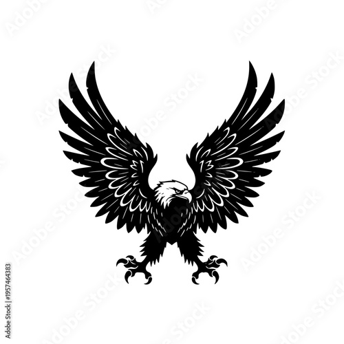 A large black eagle with outstretched wings Vector, illustration