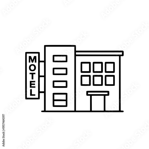 A simple line drawing of a motel building Vector, illustration