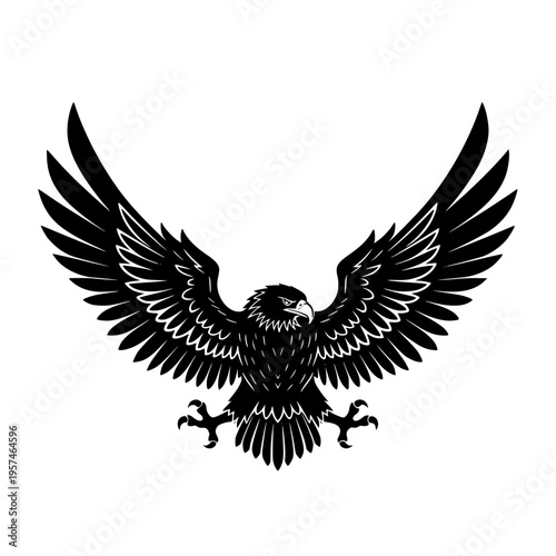 A large bird of prey with its wings spread Vector, illustration