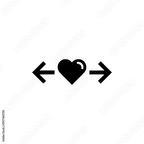 Heart symbol with opposing arrows on either side Vector, illustration