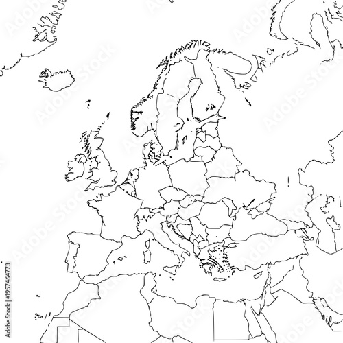 A black and white map of europe Vector, illustration