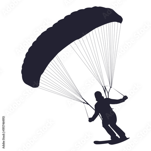 Skiing off cliffs silhouette