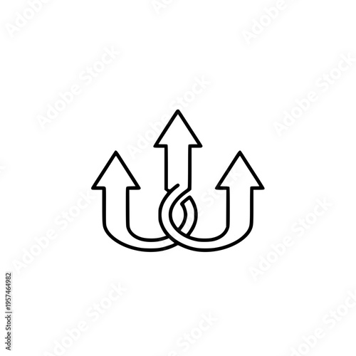 A black line drawing of a trident Vector, illustration