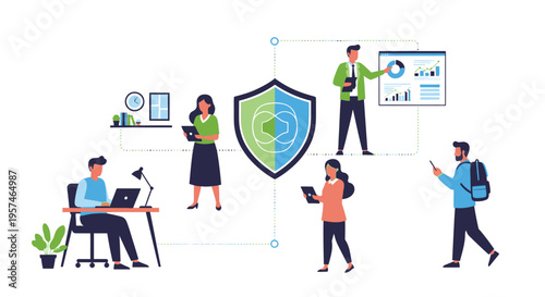 Cybersecurity and Data Protection for Connected Business Network. Secure Digital Environment, Remote Work, and Team Collaboration with Privacy Shield.