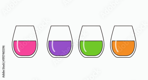 Four colorful drink glasses illustration on white background