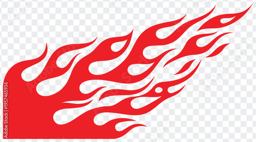 Dynamic stylized red flames design element for graphic applications and decoration