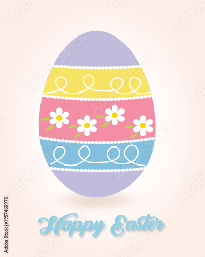Happy easter greeting card with decorated egg