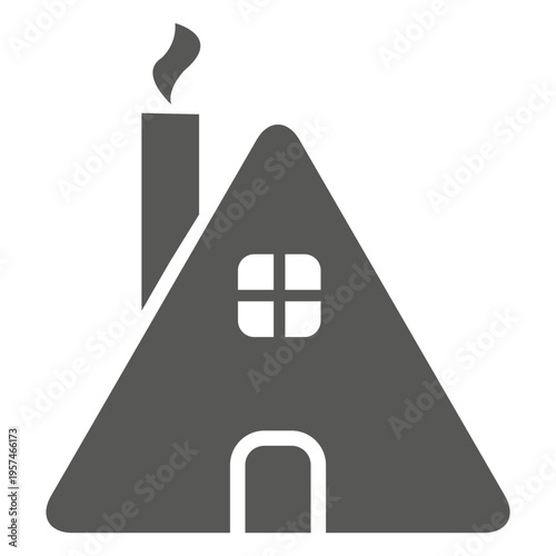Triangle house with smoke chimney