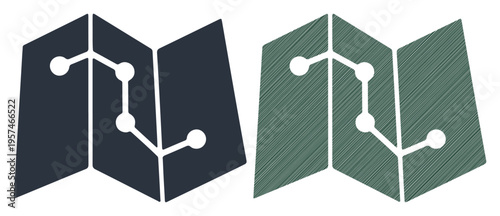 Stylized map with connected points represents a journey or network