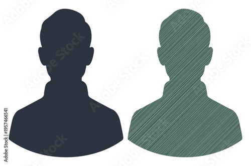 Two anonymous profile silhouettes representing individuals or concepts