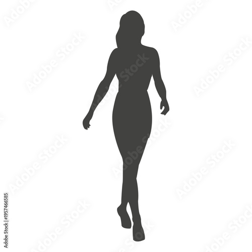Woman walking fast silhouette