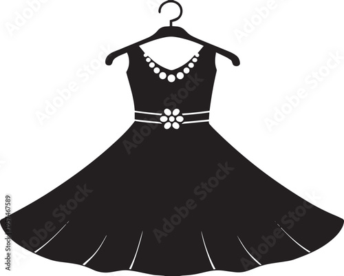 elegant dress silhouette on hanger – evening gown vector .