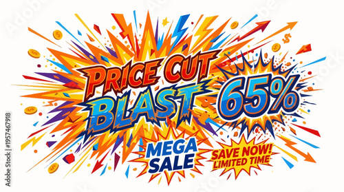 Price Cut Blast Mega Sale Promotional Banner
