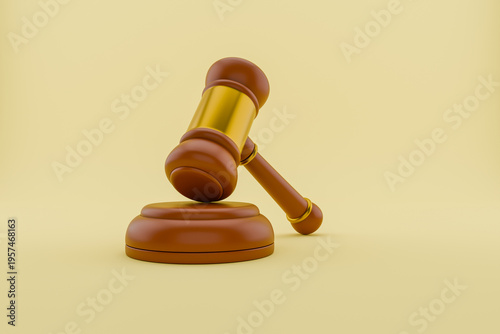 Φωτογραφία 3D judge gavel icon on yellow background