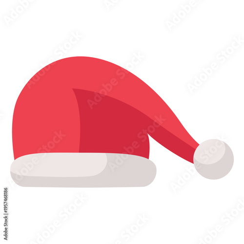 Red santa claus hat flat icon 14