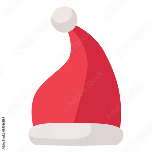 Red santa claus hat flat icon 11