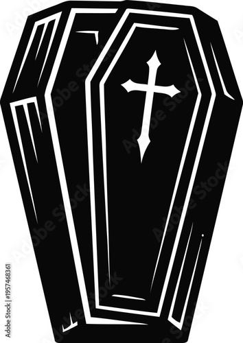 Open Coffin Silhouette Gothic Horror and Vampire Theme