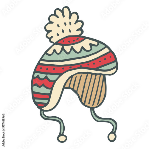 Winter toboggan hand drawn cartoon icon 44