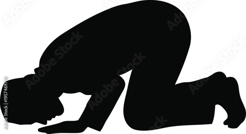 Praying Man Silhouette Muslim Prostration Sajdah Pose