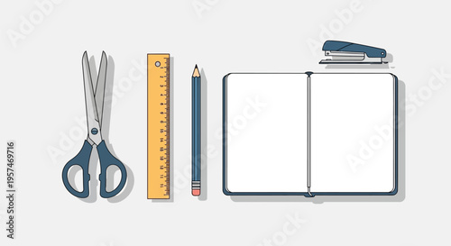 Essential stationery items for office and school work.