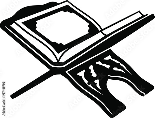 Holy Quran on Rehal Stand Silhouette Islamic Education Icon