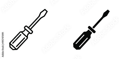 flat design screwdriver and drill bit vector illustration for tools and repair