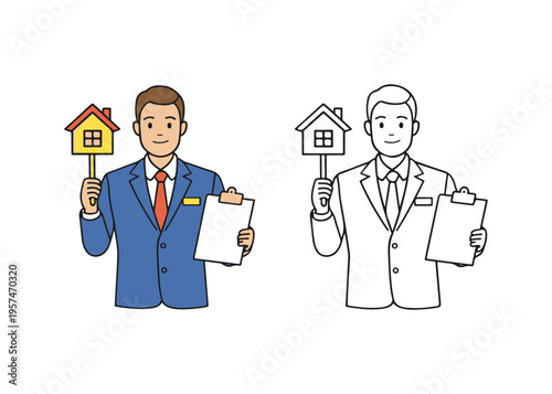 real estate agent flat icon set
Vector flat icon set isolated on a white background