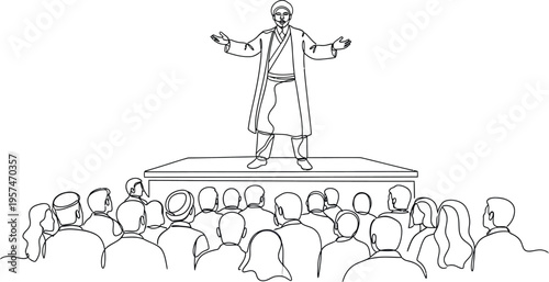 man standing on stage giving speech to audience