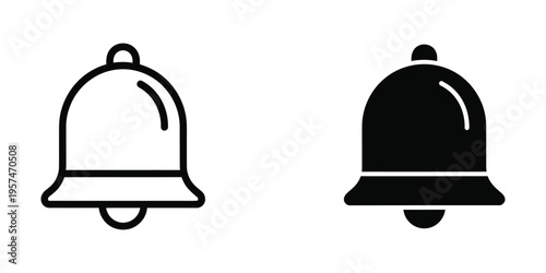 two classic notification bells ringing alert signal flat design vector illustration