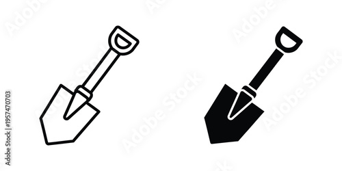 two garden shovels isolated on white background flat design vector illustration