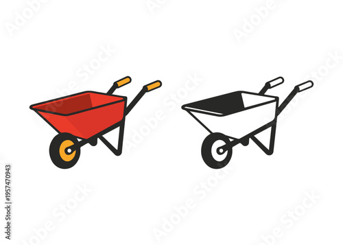 garden wheelbarrow flat icon set
Vector flat icon set isolated on a white background