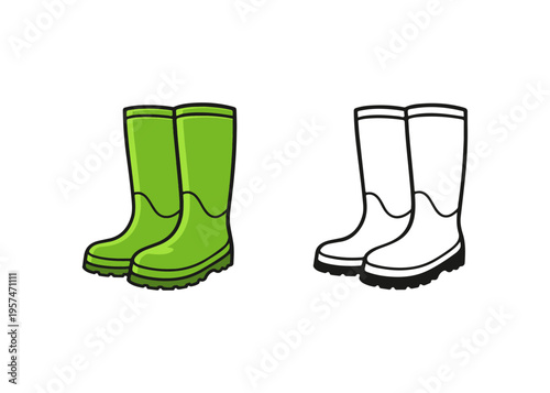 rubber boots flat icon set
Vector flat icon set isolated on a white background
