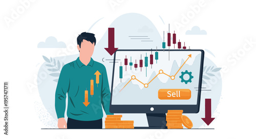 Financial Trader Analyzing Stock Market Trends and Investments Online