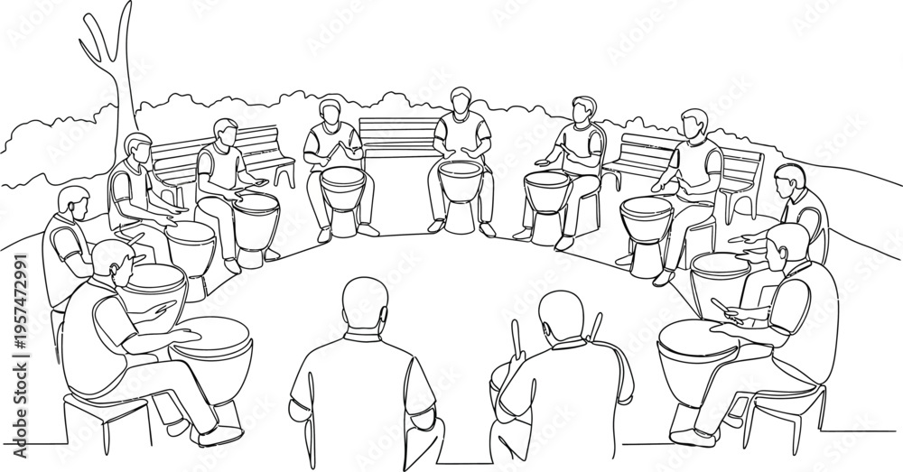 Obraz premium people sitting in a circle