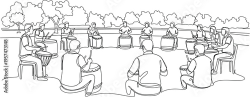 people sitting in a park, illustration