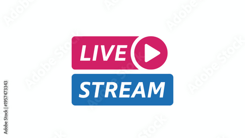 Live Stream Logo Icon with Play Button on White Background