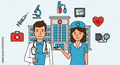 Medical Professionals and Healthcare Services Illustration.