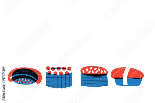 Sushi, Wok Noodles, Street Food Banner Collection for Restaurant Advertising